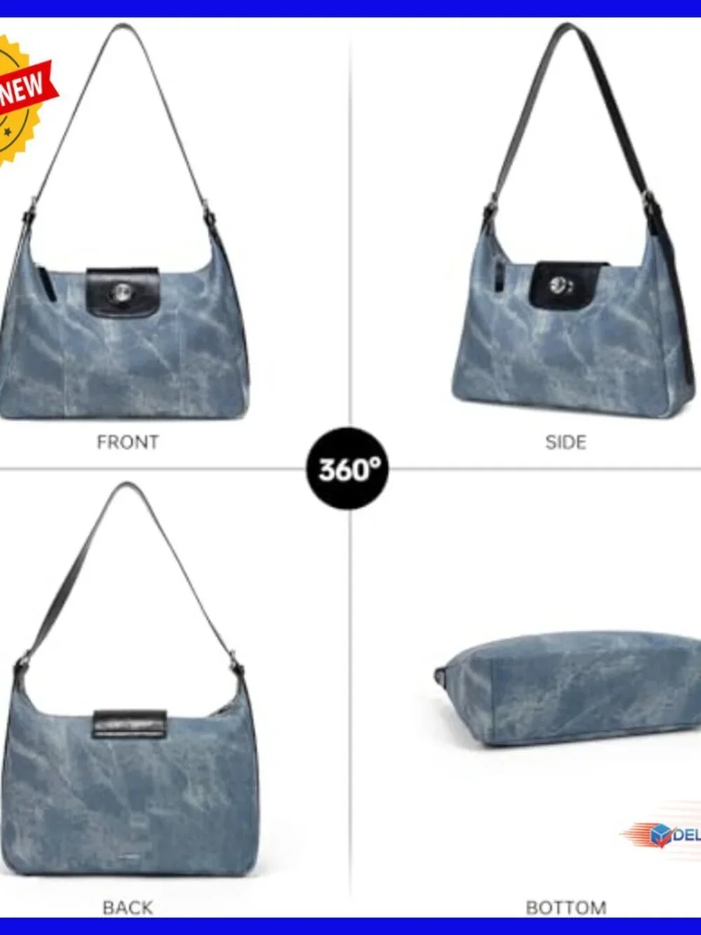 Large Leather Hobo Tote Crossbody Bag Adjustable Strap Everyday Use